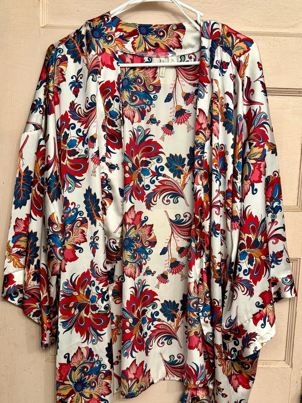 Cato Multicolor Floral Satin-like Kimono